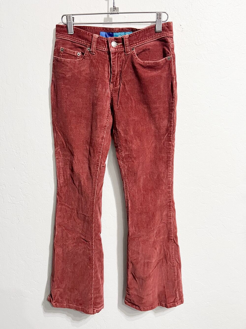 VTG Delias Corduroy Pants Womens 3/4 Y2K Rust Red Bootcut Low Rise Flare 2000s